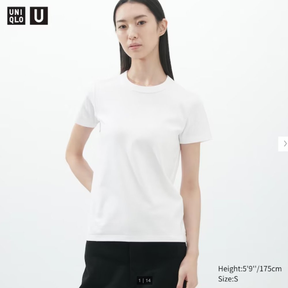 U Crew Neck Short-Sleeve T-Shirt White Women's Small
